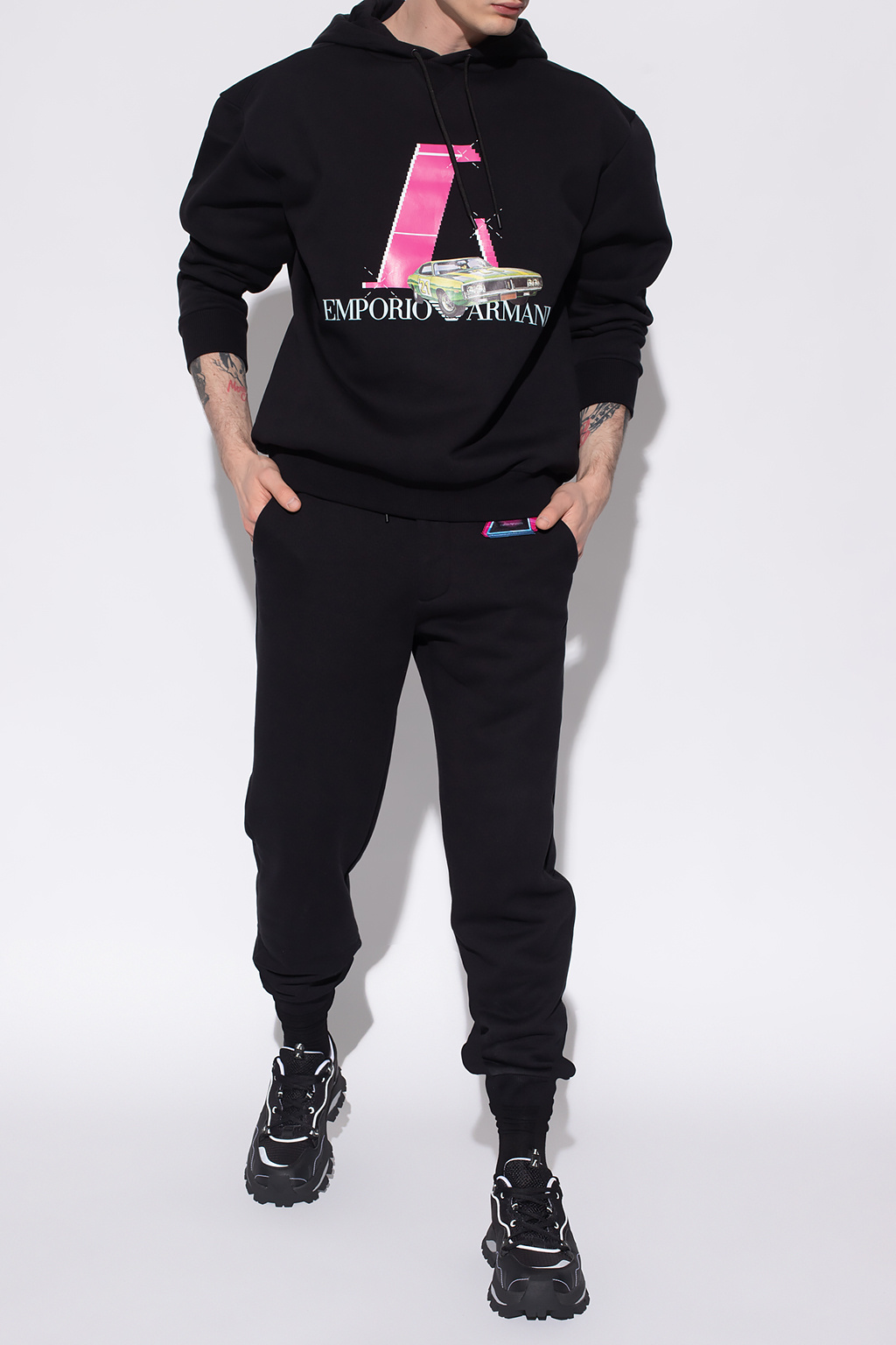 パーカー・フーディ EMPORIO ARMANI SS25 SWEATSHIRT (EM001402 AF10013 FC185) ASV double-jersey full-zip sweatshirt with logo stripe